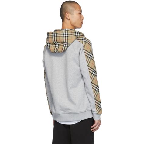 burberry kurke hoodie|Burberry Grey Check Kurke Hoodie in Gray for Men .